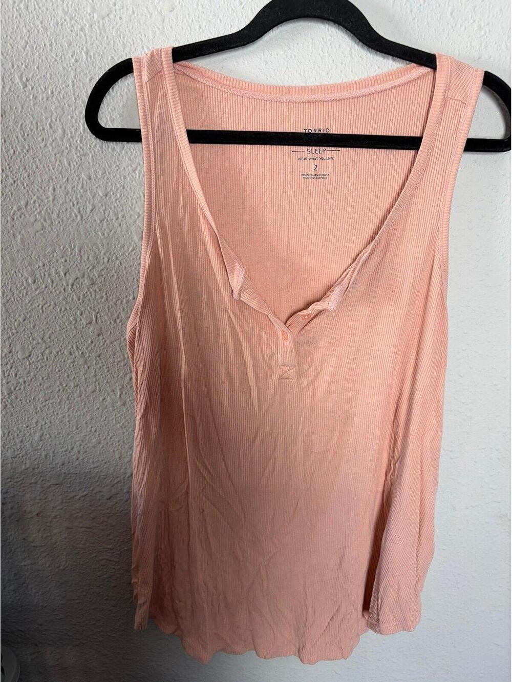 Torrid Super Soft Sleep Pink Ribbed Tank size 2
